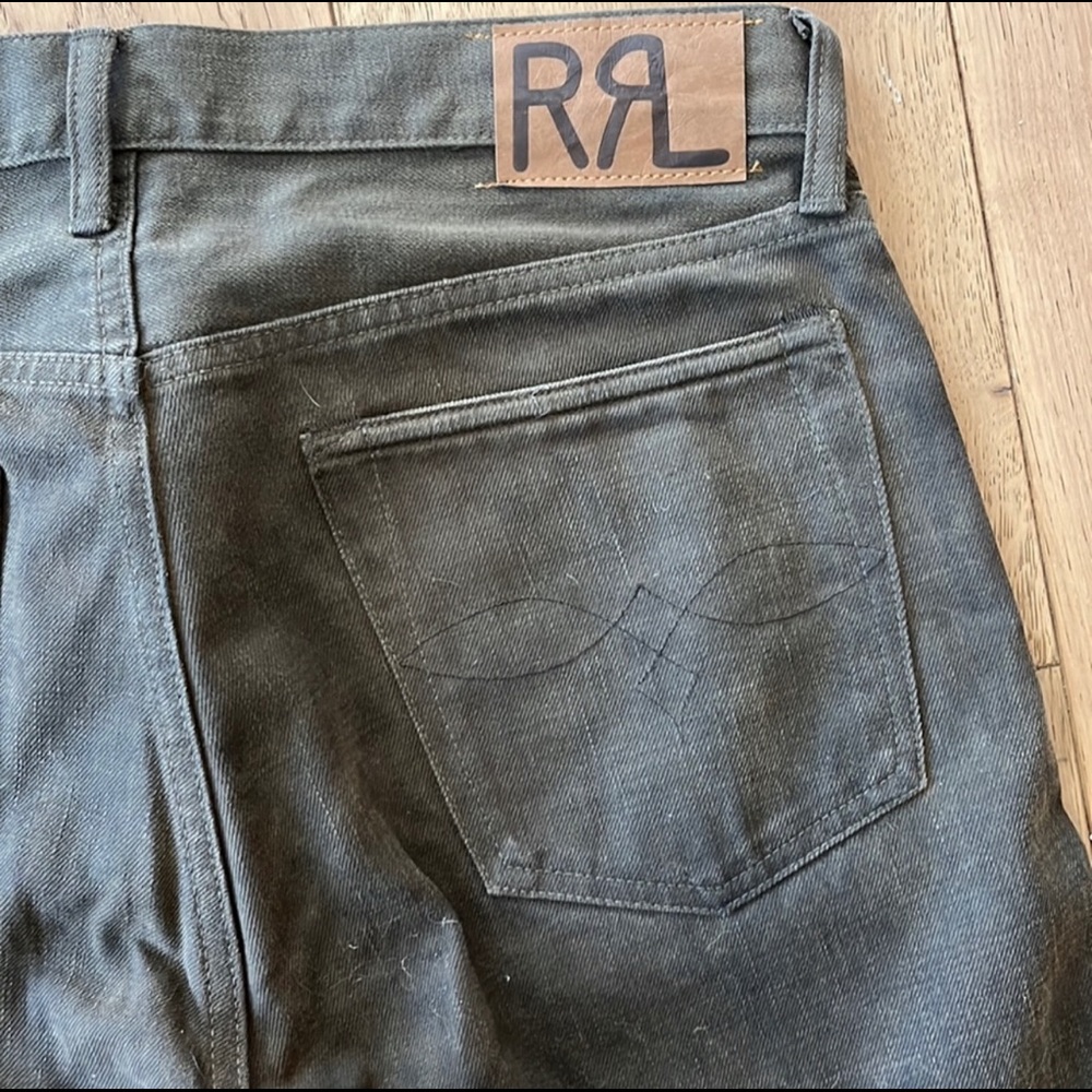 RRL Slim Fit Distressed Brown Jeans